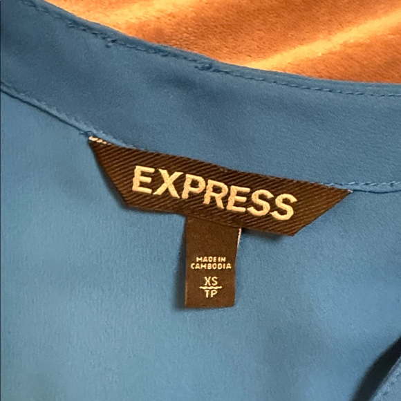 Express Women's Vibrant Blue V-Neck Blouse - Picture 2 of 3